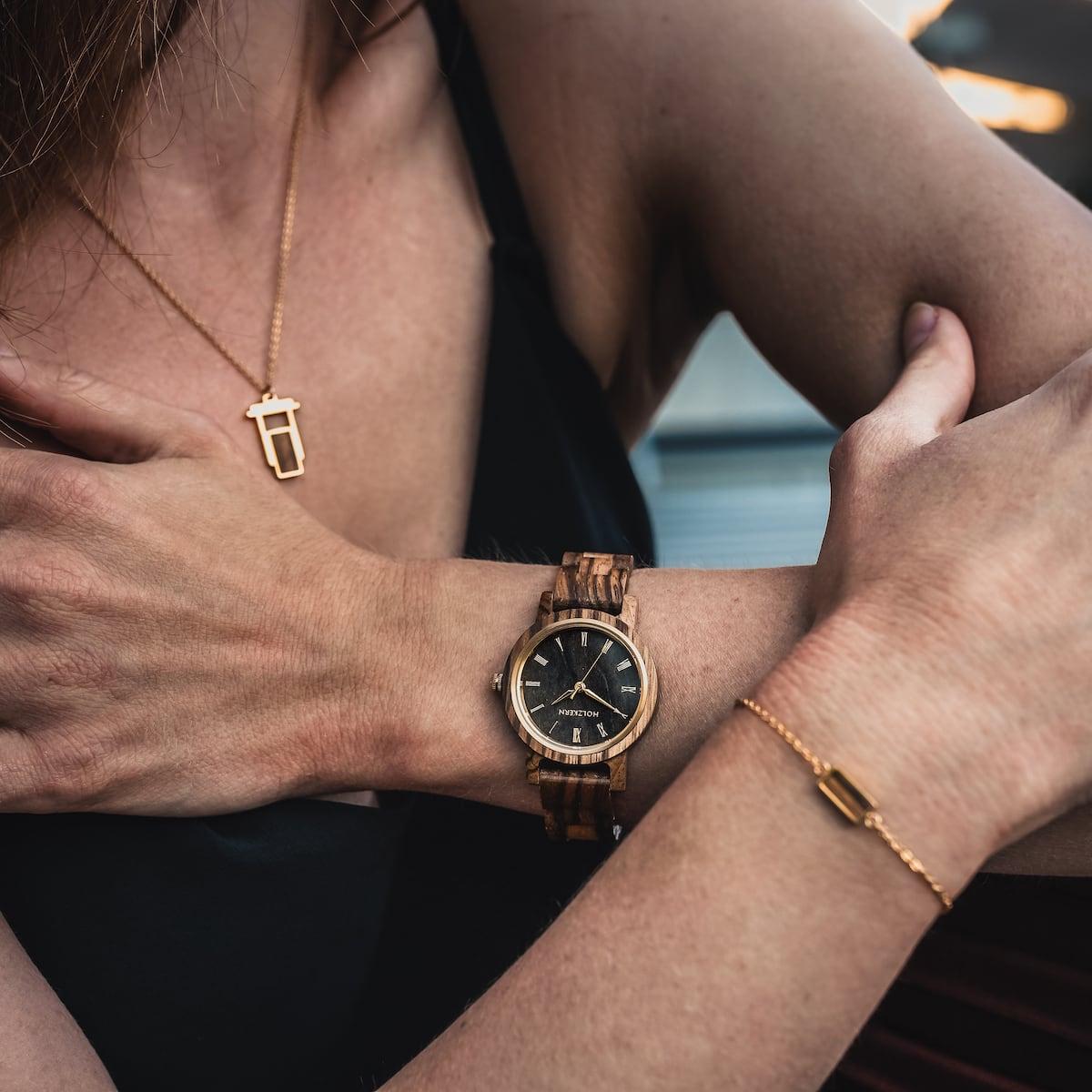 HOLZKERN | Erde Elemente Damen Holzarmbanduhr 32mm